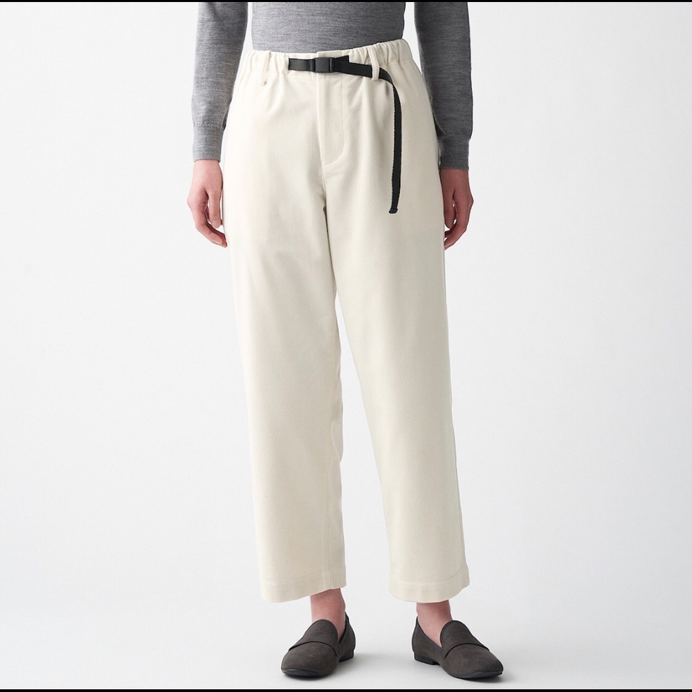 MUJI - Women’s Knit Corduoroy Wide Pants - WHITE